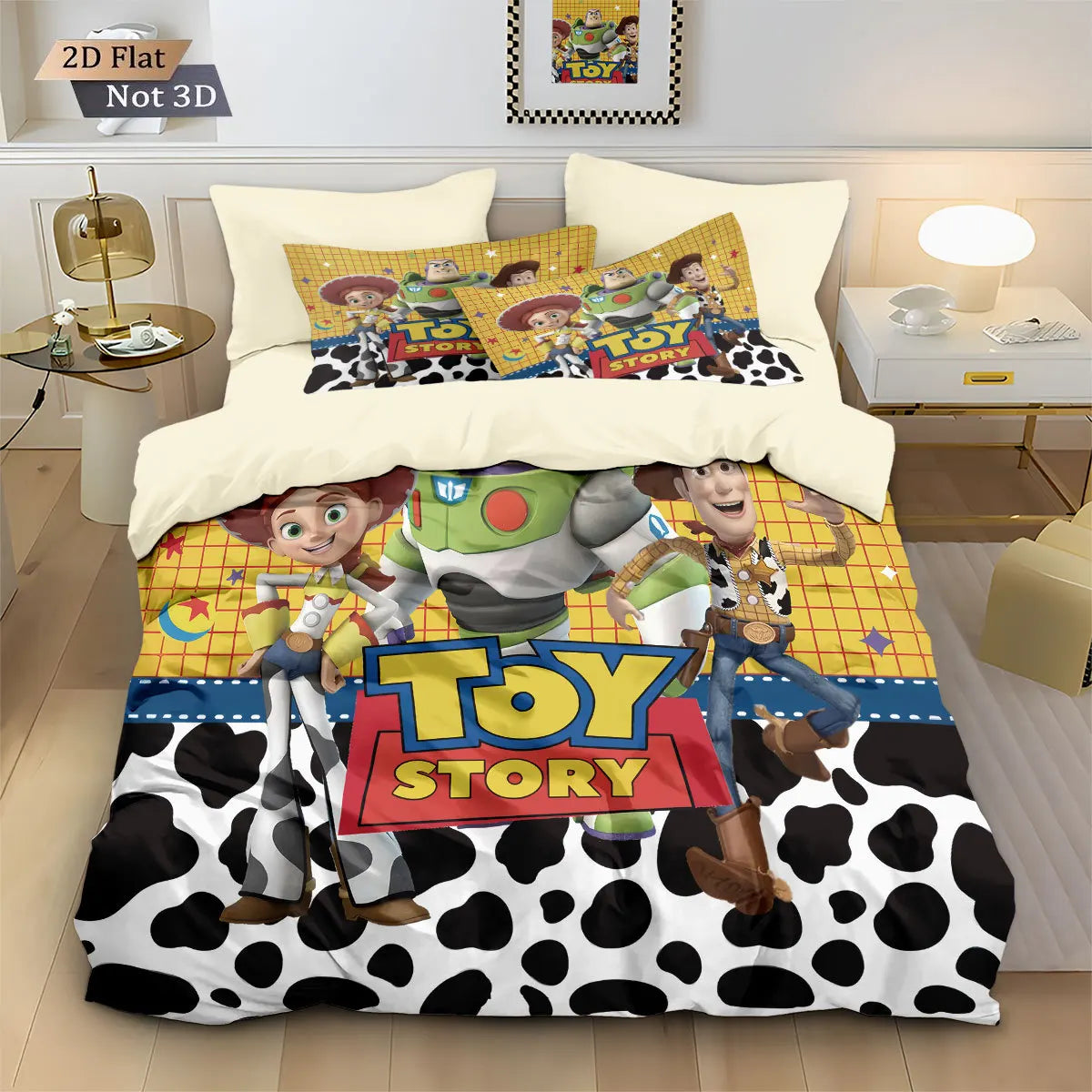 Story Animation Boy Quilt Cover Set 2-Piece, 3D Printed Bedding Set With Zipper and Pillowcases 75*50cm for Teens And Adults