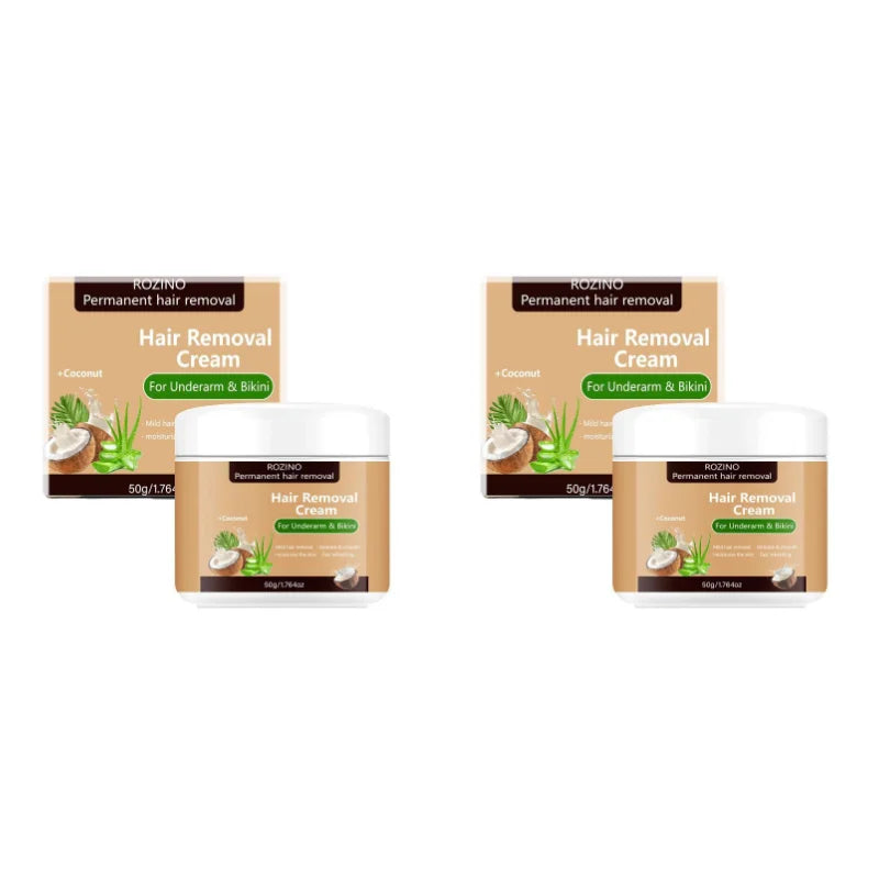 One application lasts for three months, 50g coconut hair removal cream, instant hair removal, non-irritating to the skin, smooth and residue-free semi-permanent hair removal, suitable for hair removal on lips, armpits, legs,