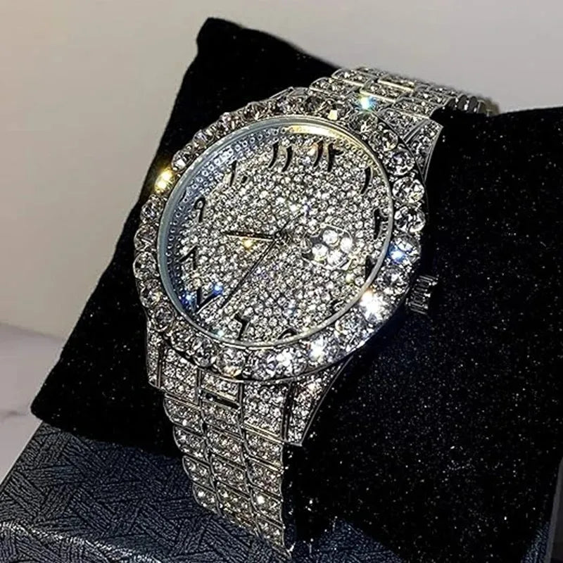 Luxury Shiny Diamond Watch for Women Men Gold Silver Quartz Watches Male Clock Dropshipping Rhinestone Wristwatch Gifts
