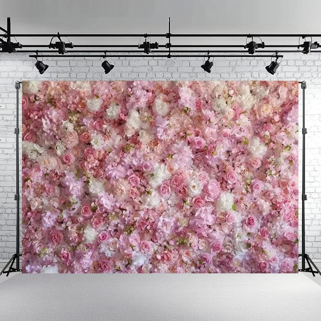 Rose Floral Background Summer Party Banner Flower Wall Wedding Birthday Decorations Bridal Marriage Backdrop Photography Studio