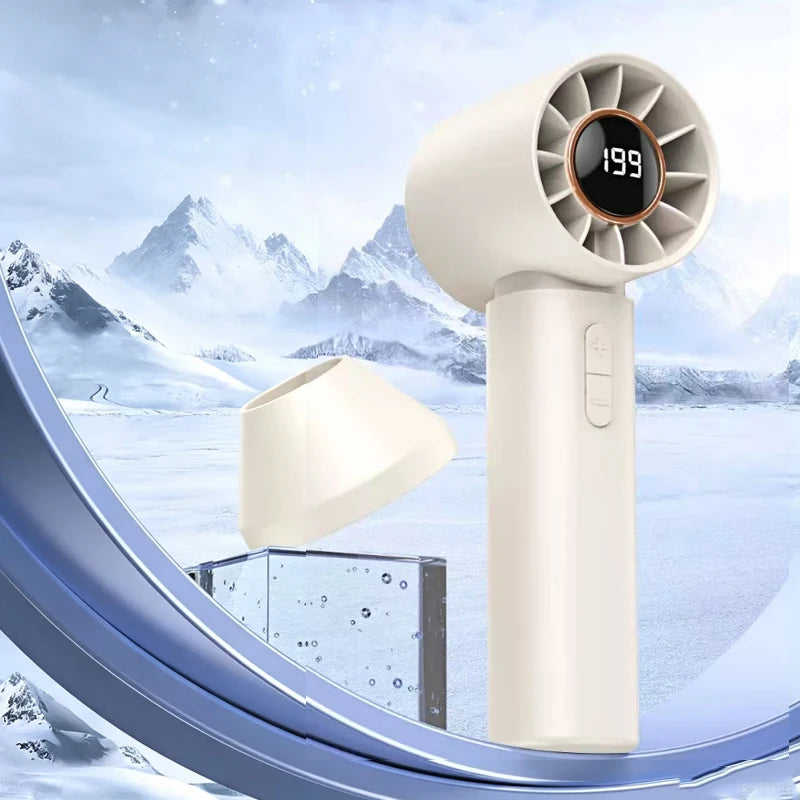 Mini High-speed Handheld Fan Type-c Charging Digital Display Portable Desktop Folding Hanging Camping Violent Turbo Fan