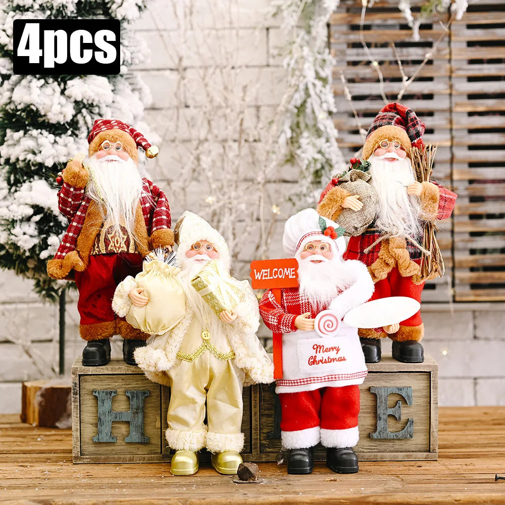 1~4PCS 2026 Christmas Decoration for Home Santa Claus Plush Doll 30cm Navidad Party Decor Xmas Ornaments New Year Gift