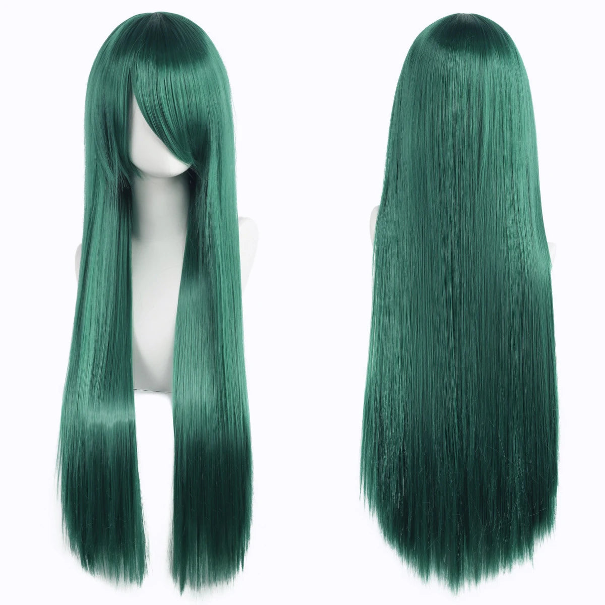 80cm Long Synthetic White Purple Cosplay Wigs Green Hair Straight Silver Wig Pink Hairpiece Lolita Wig with Bangs