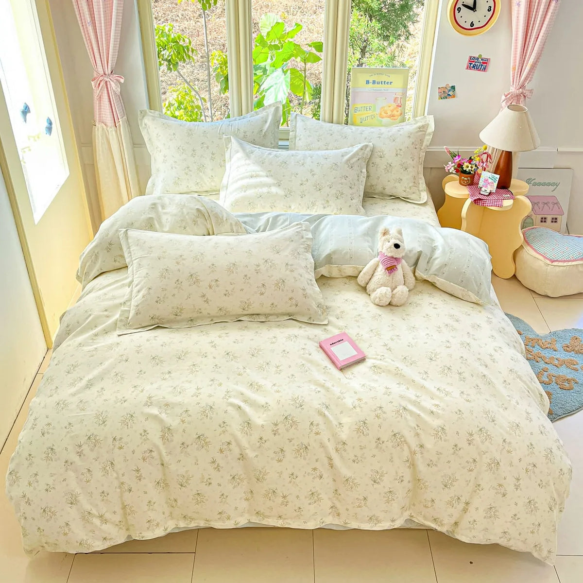 High Quality 100% Cotton Floral Duvet Cover Set Soft Breathable Queen King Bedding Set with Quilt Cover Fitted Sheet Pillowcases