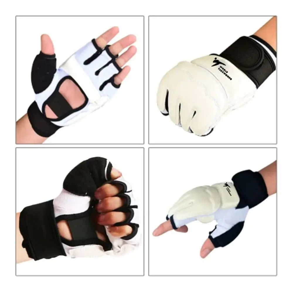 Half Finger Boxing Gloves PU Leather Karate Muay Thai Training Workout Gloves Foot Protector Punch Bag Training Gloves