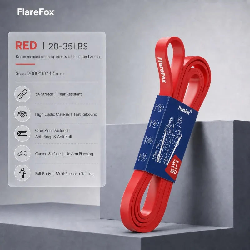 FlareFox Multiple Resistance Bands Set Pull-up Assist Straps Strength Agility Training Handy Gym Equipment for Home CrossFit