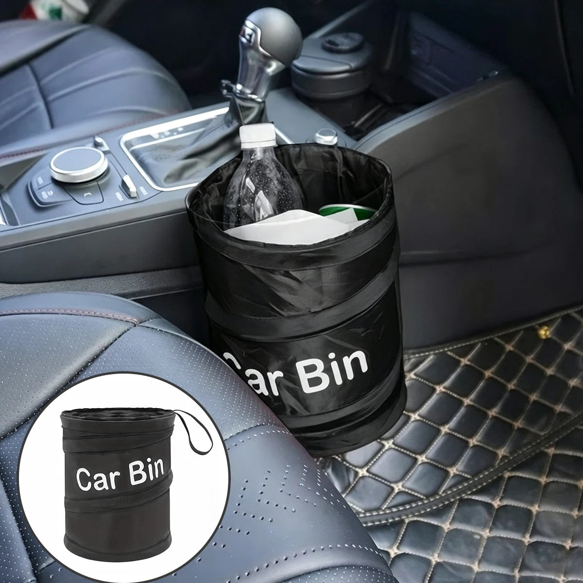 Foldable Portable Trash Can Leakproof Polyamide Hanging Waste Bin for Car Home Office Camping Travel Outdoor Use