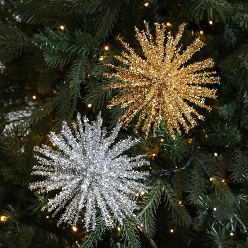 Plastic Christmas Artificial Flowers Glitter 50cm Xmas Decorative Flowers Simulated DIY Floral Arrangements