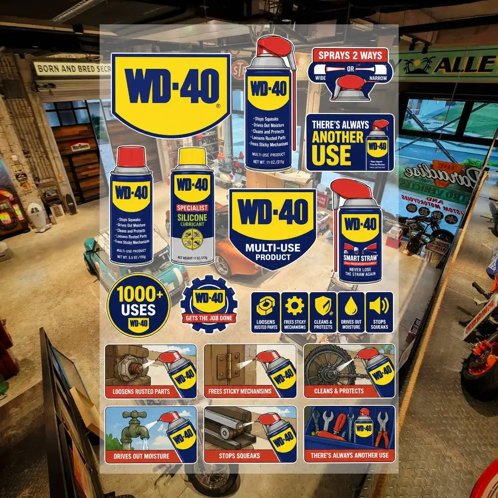 W-D-40 Waterproof Vinyl Stickers for Car Motorcycle Bike Skateboard Laptop Bottle Phone
