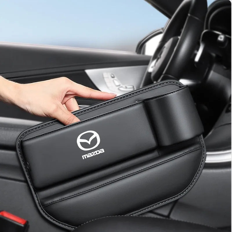 Leather Car Seat Storage Box Slit Gap Filler Cup Holder for Mazda Axela Atenza CX9 MX3 MX5 RX8 RX7 MX30 CX30 Auto Accessories