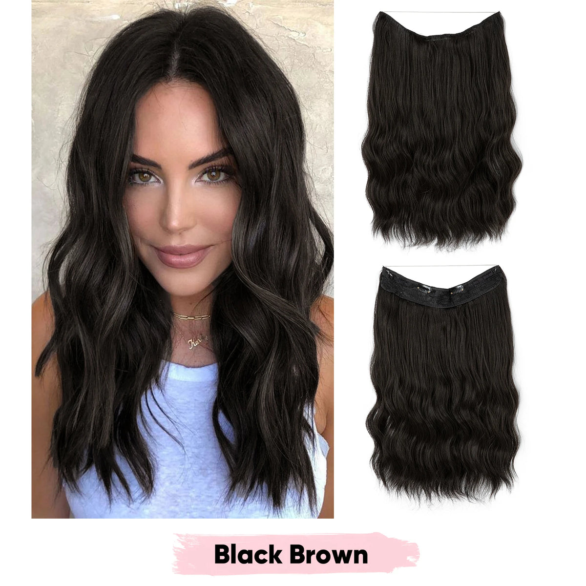 SARLA Synthetic Wave Invisible Wire Clip in Hair Extensions Fish Line With Clips Hairpiece Ombre Fake Hair Piece For Woman