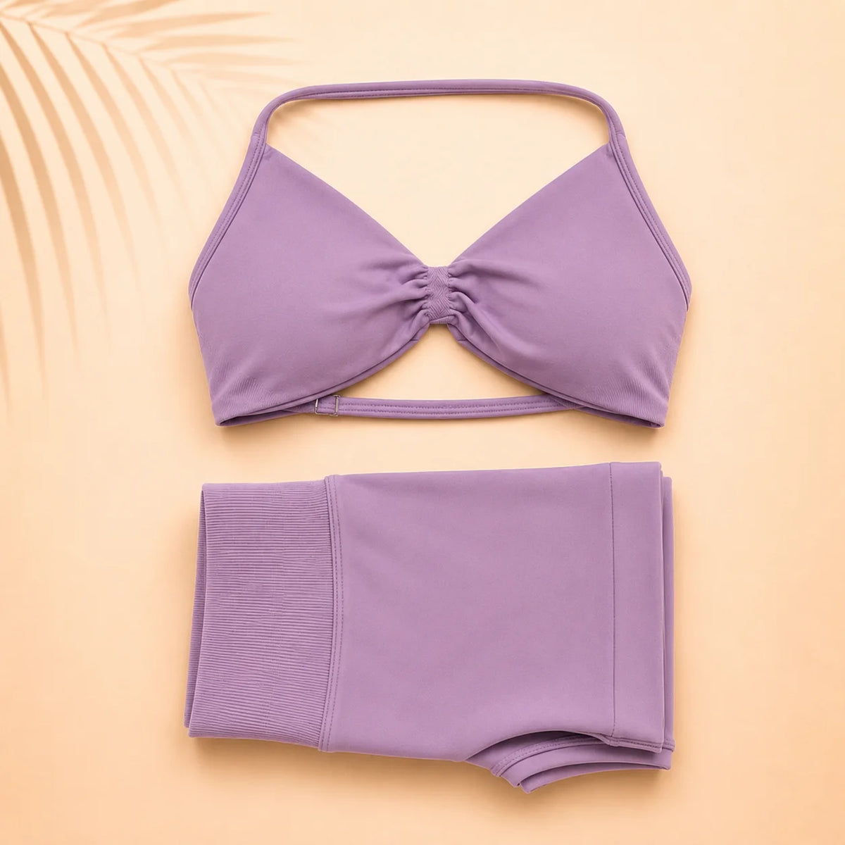 Women Yoga Set Ruched Sports Bra High Waist Shorts 2 Piece Workout Outfit Gym Fitness Activewear Seamless Training Set