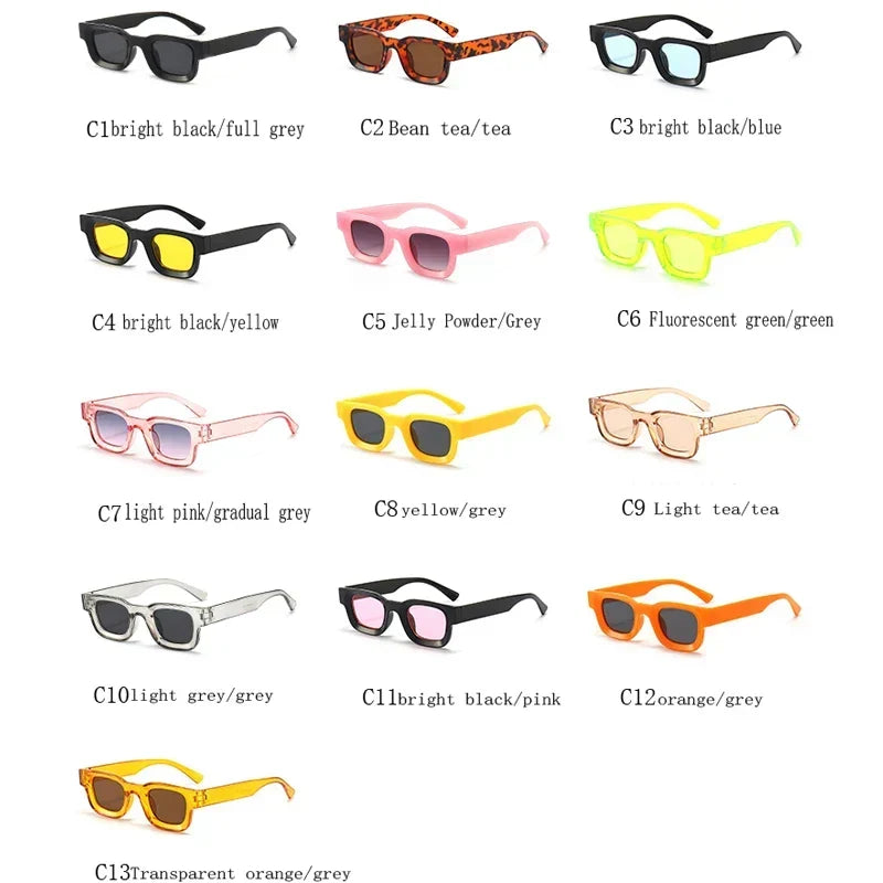 Small Rectangle Thick Frame Sunglasses