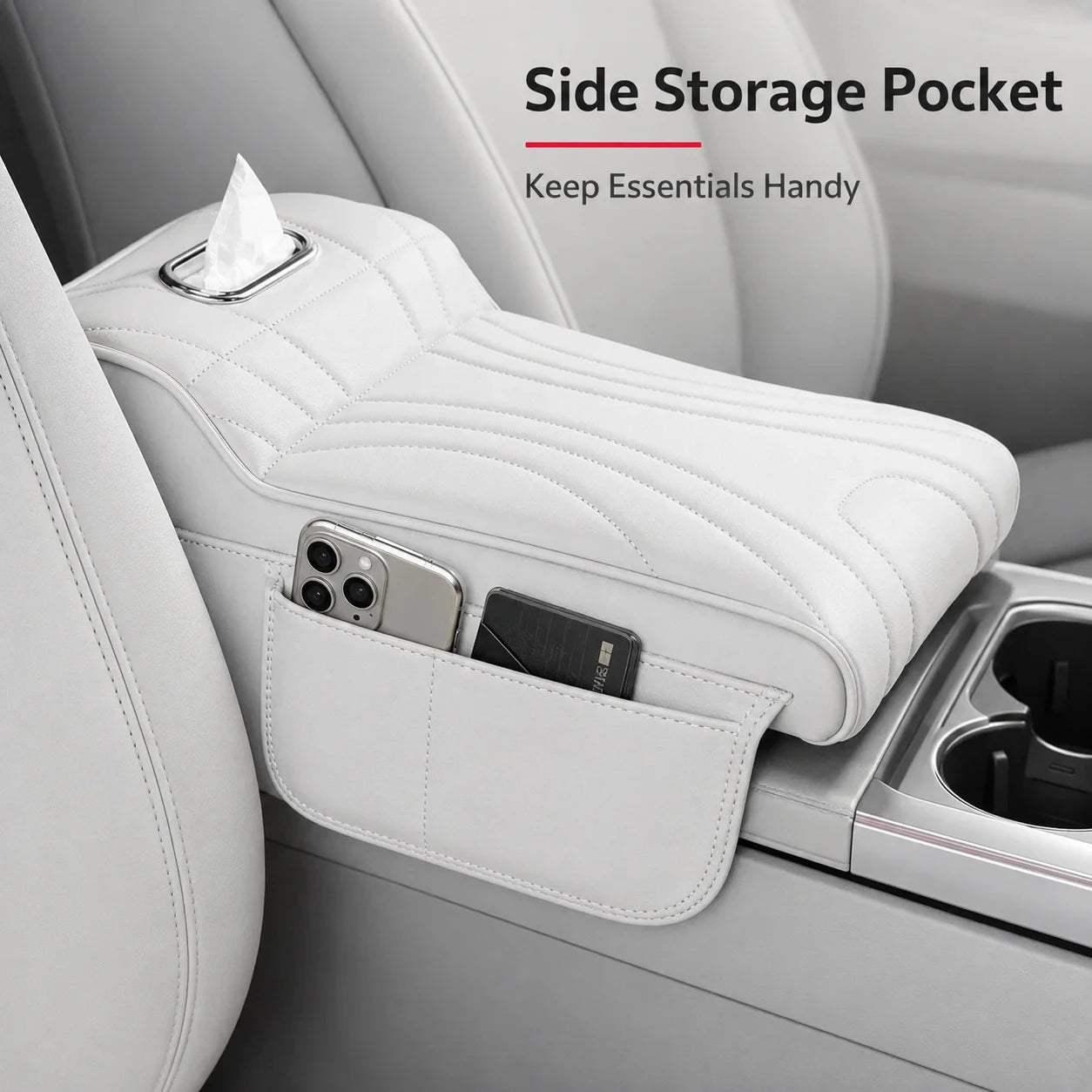 2026 New Universal Memory Foam Car Armrest Booster Pad with Storage Pocket Comfort Cushion for Driver Auto Interior Accessories