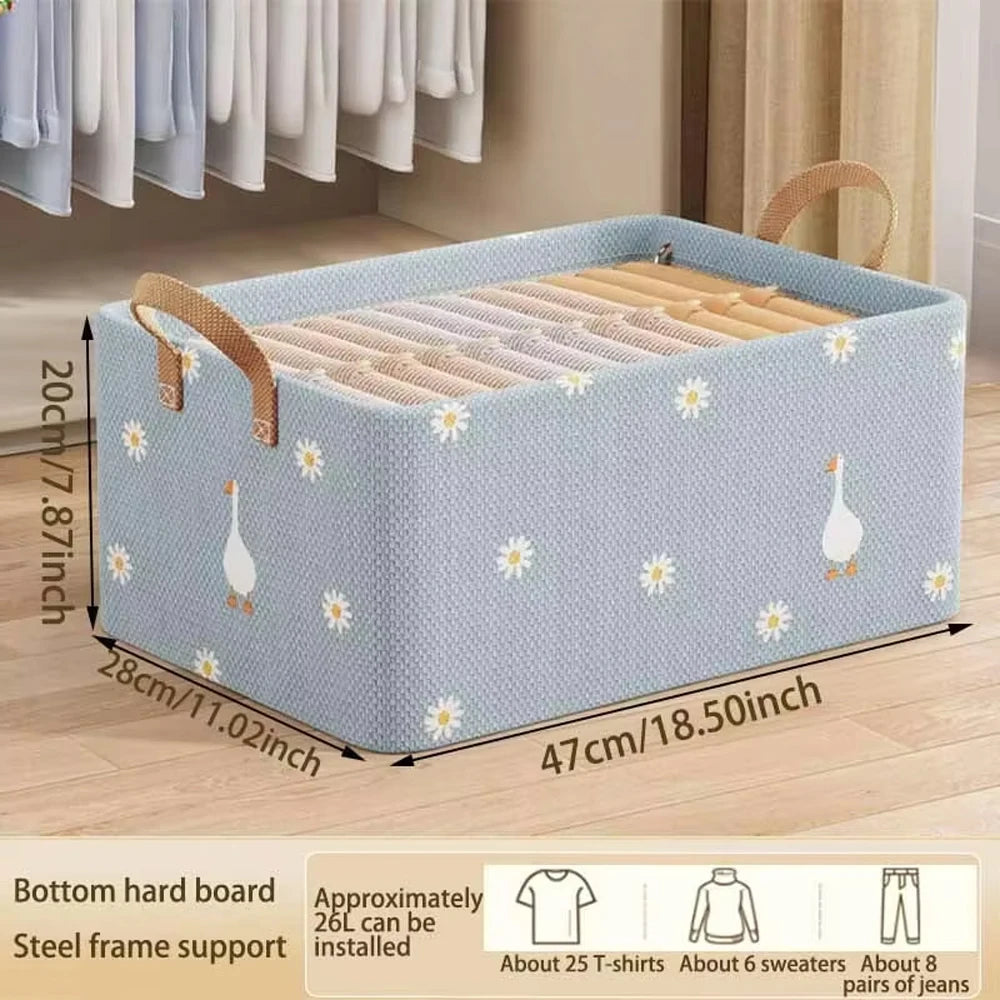 Household Organizer Foldable Clothes and Miscellaneous Items Storage Box with Steel Frame Wardrobe Organization and Storage