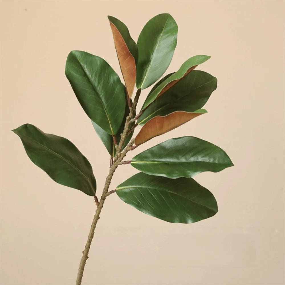 57cm Artificial Magnolia Leaves Rubber Plants Leaves Simulated Plant Branch DIY Floral Arrangement Faux Plants Home Decoration