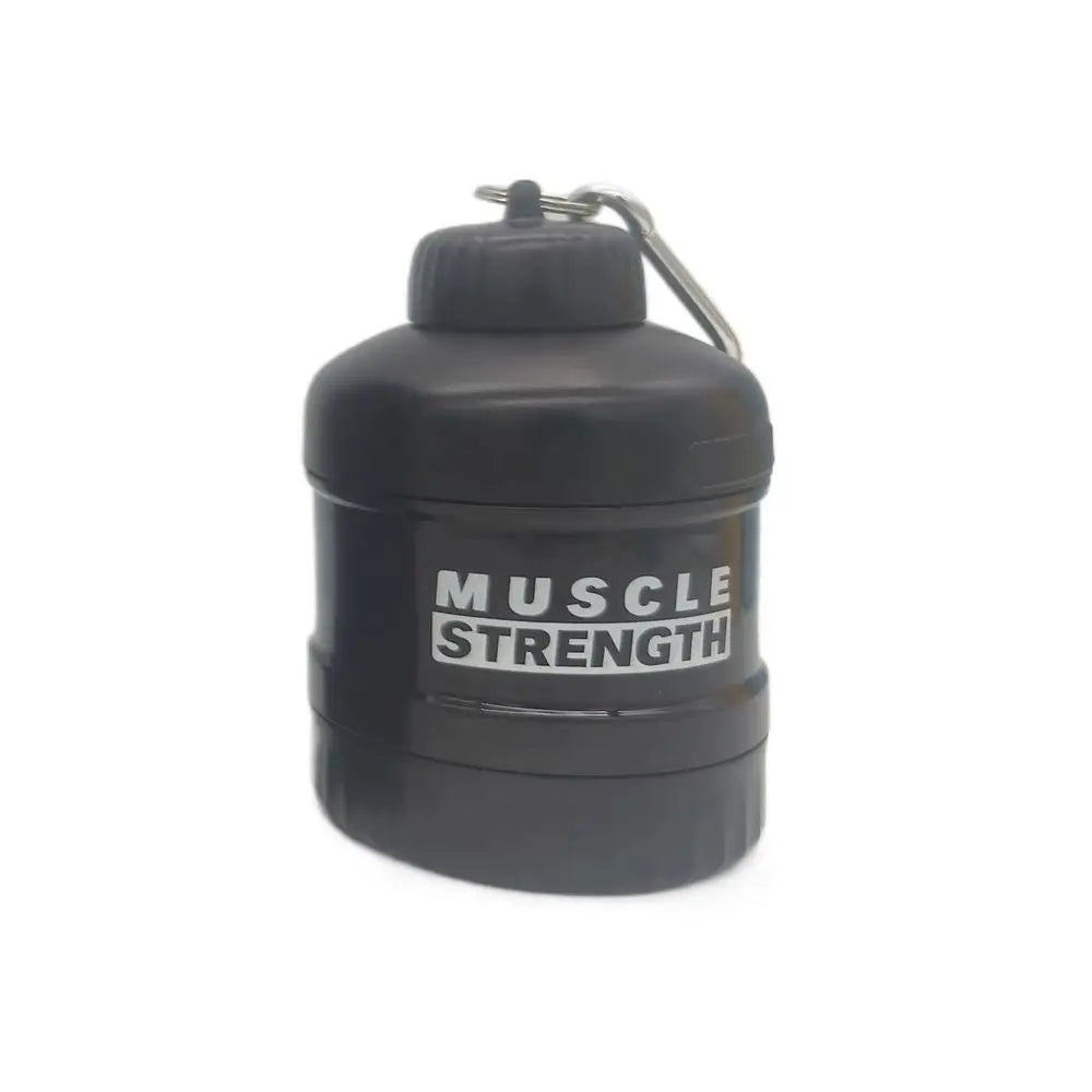 High Quality Plastic Protein Powder Box with Mountaineering Buckle Funnel Fitness Supplement Bottle Portable Medicine Box