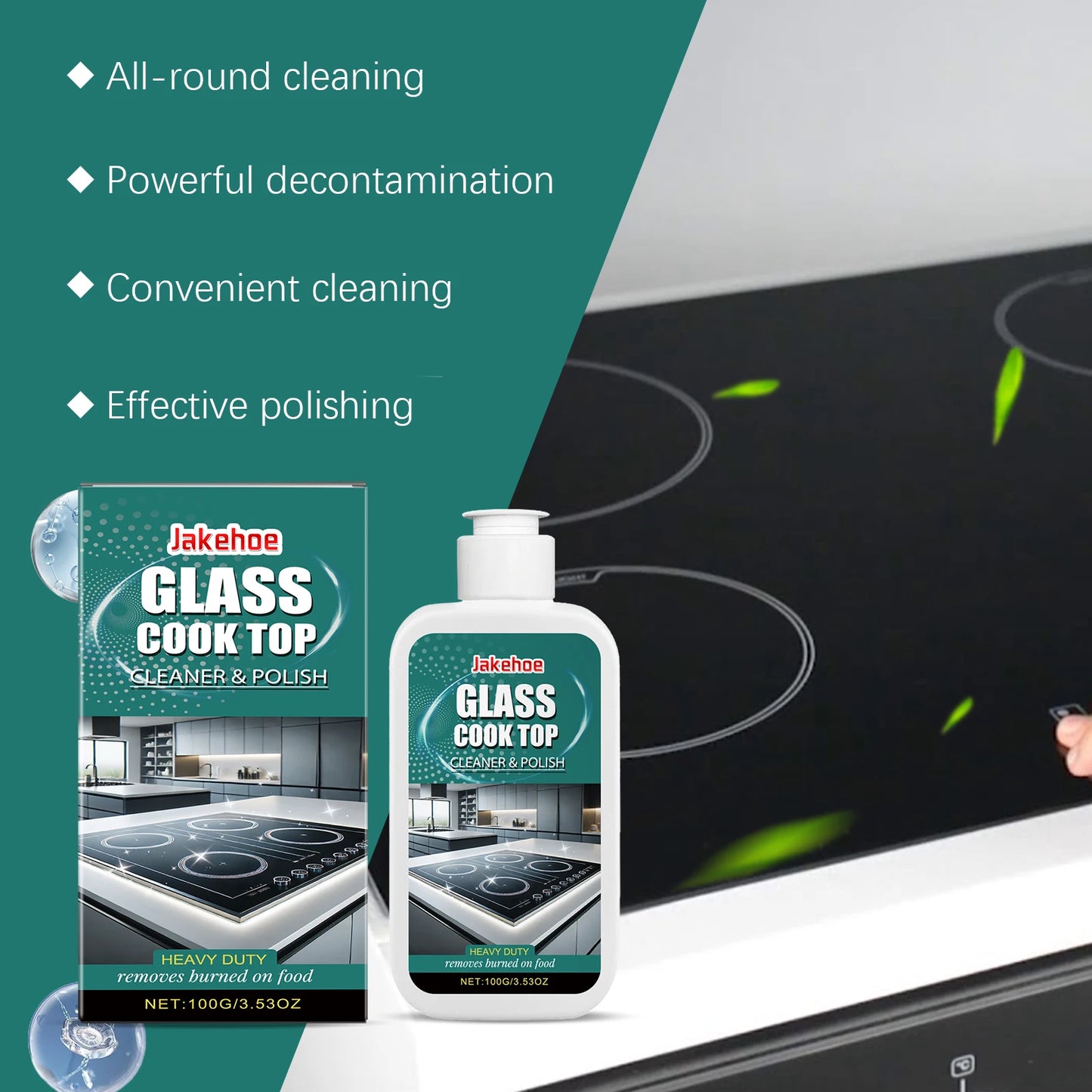 100/300/500g Glass Cooktop Cleaning Polish: Deeply removes stubborn stains from the stove, repairs scratches, and restores shine