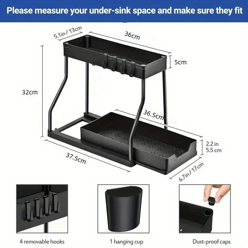 Multilayer Pull-out Storage Organizer Rack Versatile Shelf for Kitchen Seasoning Bottles Bathroom Under Sink Clutter Tidying