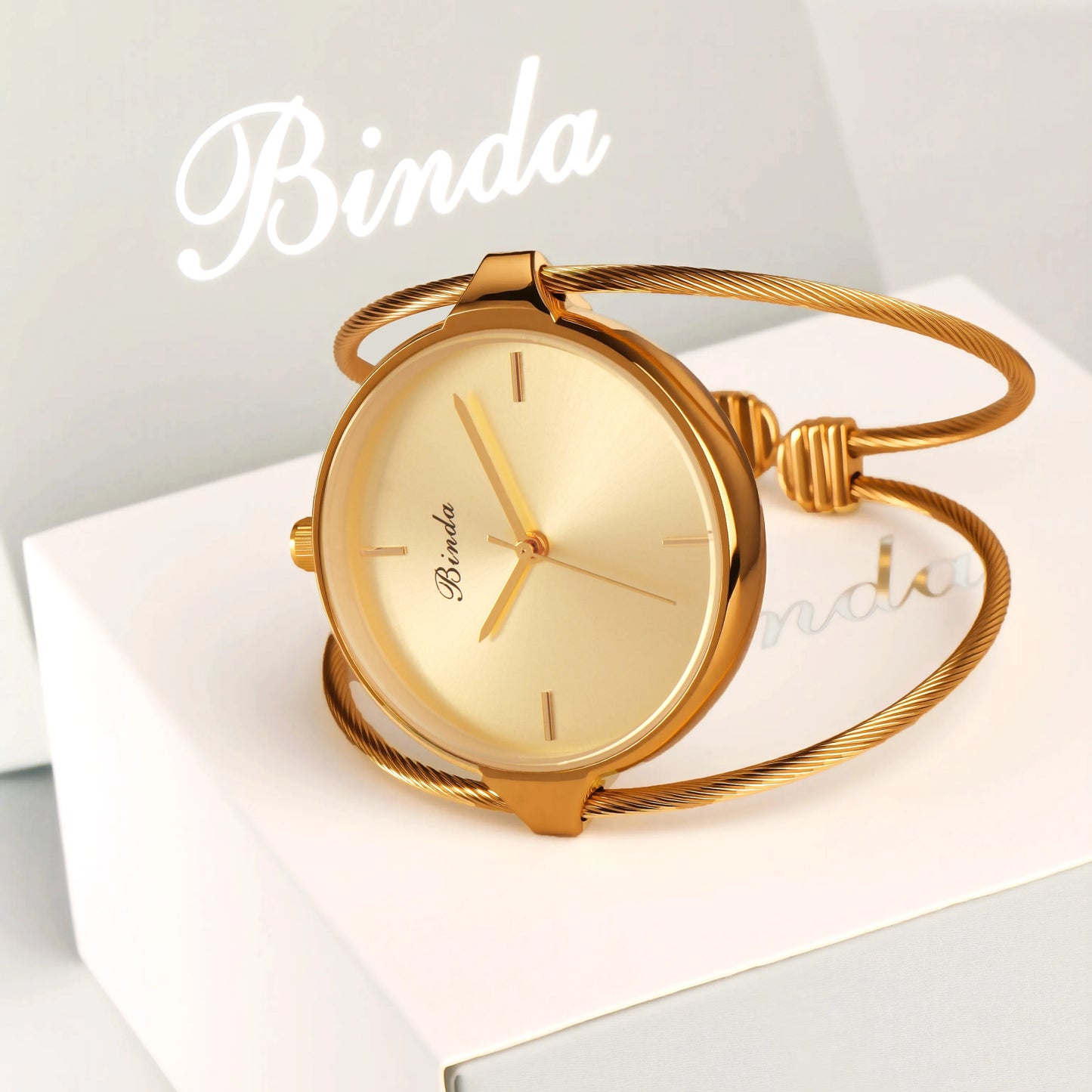 Binda Luxury Women’s Quartz Watch 30M Waterproof Elegant Stainless Steel Bracelet Lady Dress Watch with Gift Box