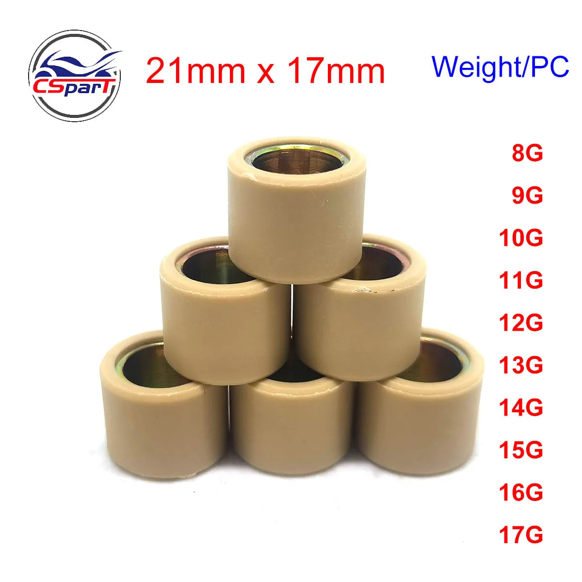 21x17 Variator Roller For PIAGGIO Aprilia VESPA  GILERA DERBI PEUGEOT 25 200 250 300ie Atlantic MP3 Carnaby 250ie Sport