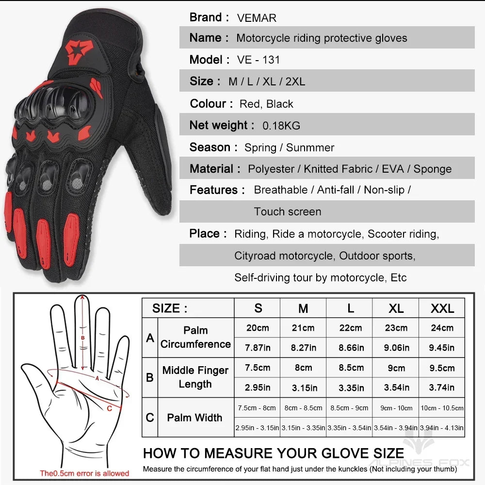 VEMAR Full Finger Motorcycle Gloves