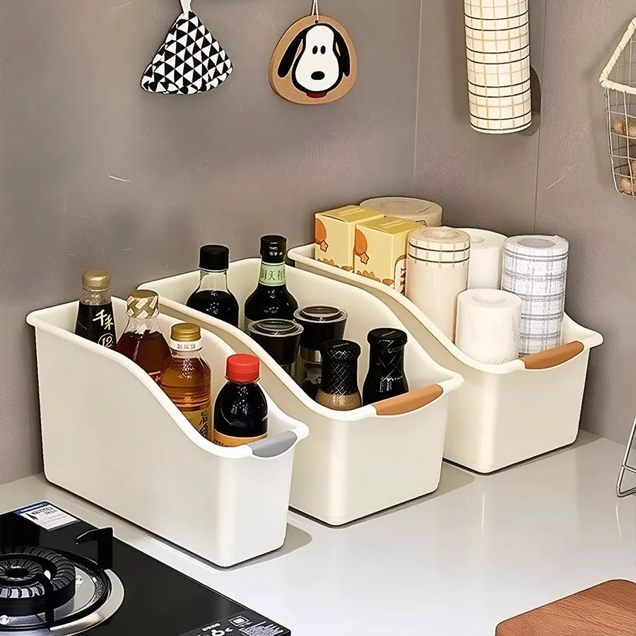 2/3pcs Plastic Under Sink Organizer with Wheels, Bottle Organization Bins Kitchen Cabinet Organizers Plastic Basket for Under
