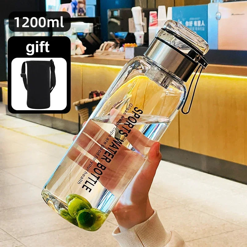 0.75-2L Large Capacity Glass Water Bottle Transparent Milk Juice Cup Outdoor Portable Leakproof Drinkware Tea Water Glass Bottle