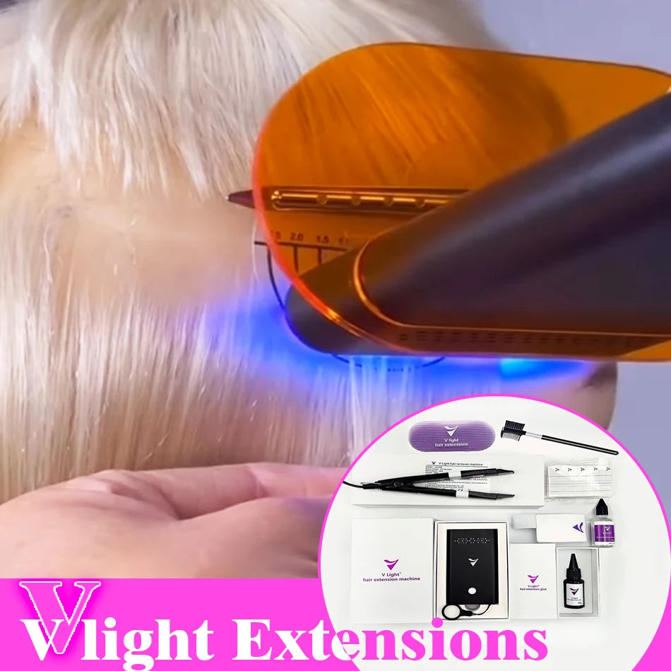 Shinehair Hair Extension Machine for Tape Original V Light Technology V light Hair extension glue Hair Extension Tools Kit Set