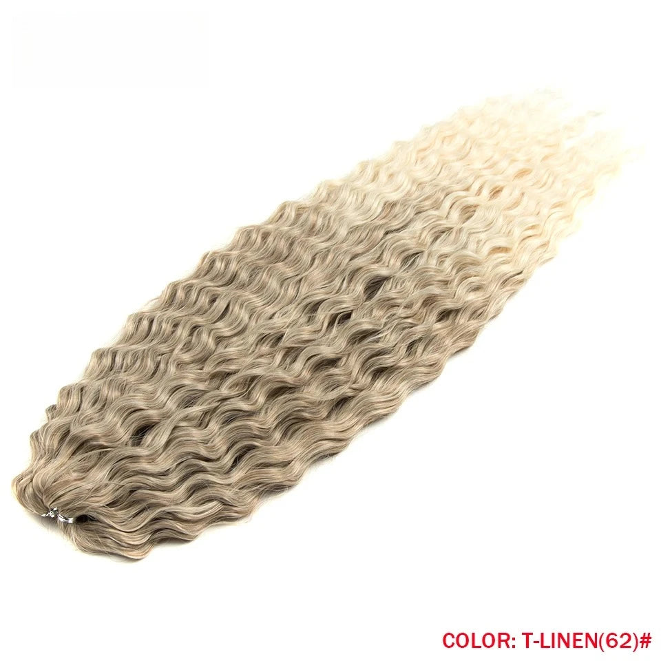 LOVE ME 22 Inch 300g/3pcs Ariel Curl Hair Water Wave Twist Crochet Hair Synthetic Ombre Rainbow Color Braiding Hair Extensions