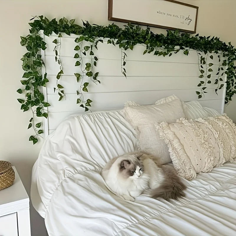 3pcs Artificial Green Ivy Vine Lifelike Faux Hanging Plant for Bedroom Wall, Wedding Indoor Outdoor Decor, Patio Decoration