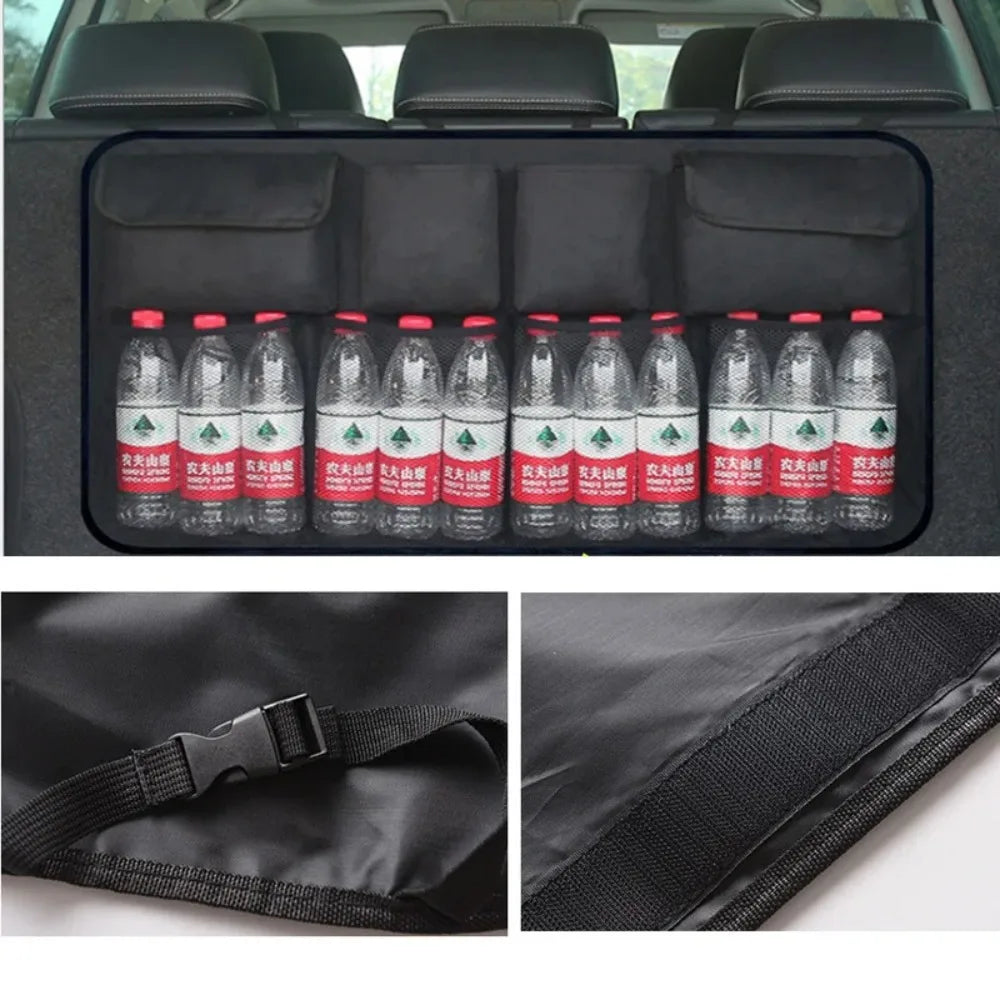 Car trunk storage bag SUV car seat back hanging bag Multi functional storage mesh bag Car interior storage items