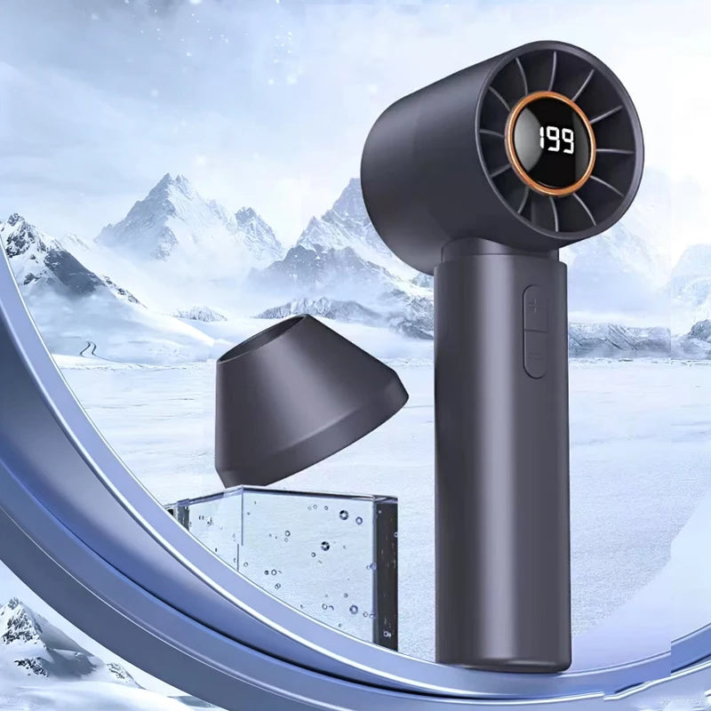 Mini High-speed Handheld Fan Type-c Charging Digital Display Portable Desktop Folding Hanging Camping Violent Turbo Fan