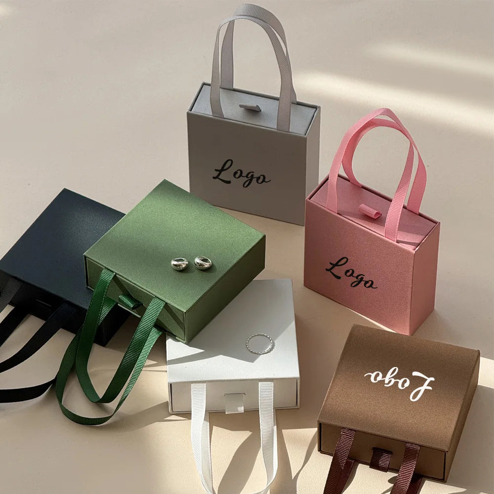 Personailzed Handheld Drawer Jewelry Box Earrings Ring Pendant Bracelet Necklace Storage Display Case Portable Jewelry Packaging