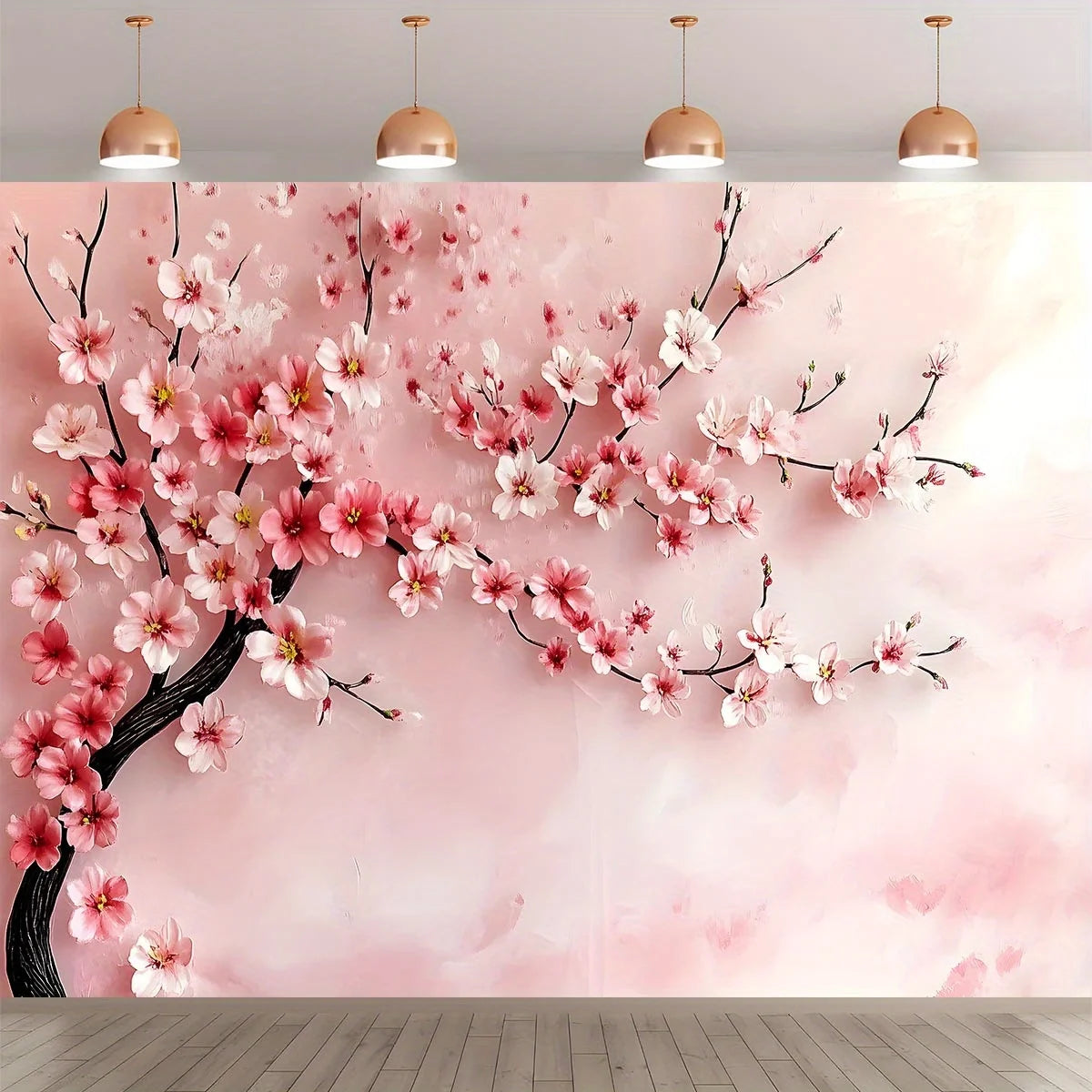 One cherry blossom background flag, wall decoration, suitable for studios, birthdays, anniversaries, weddings