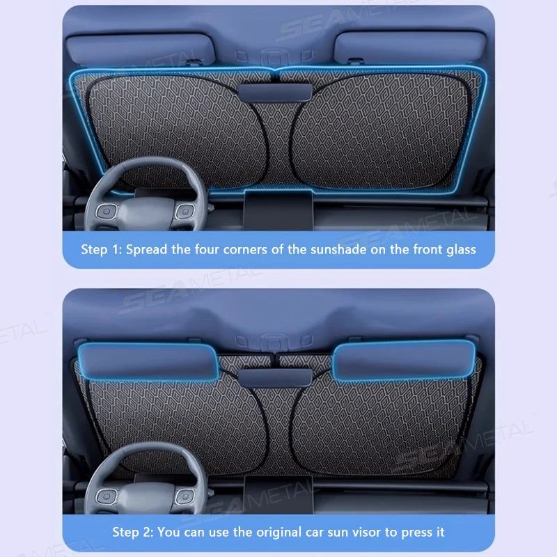 SEAMETAL 5-Layer Windshield Sun Shade Cover for Car Sun Protection Curtain Sunshade Foldable Storage Universal for Sedan Suv Mpv