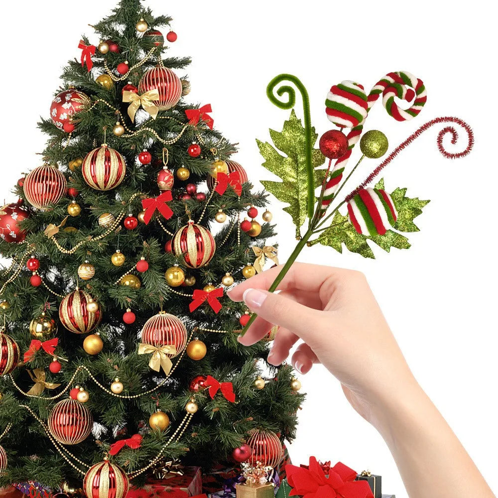 Christmas Artificial Red Red Green Candy Flowers Xmas Tree Decorations Party New Year Christmas Supplies Home Decorations Gifts