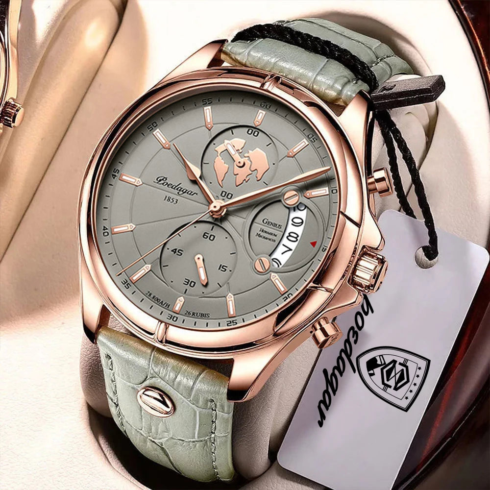 POEDAGAR Luxury Original Man Watch Chronograph Date Waterproof Men Wristwatch