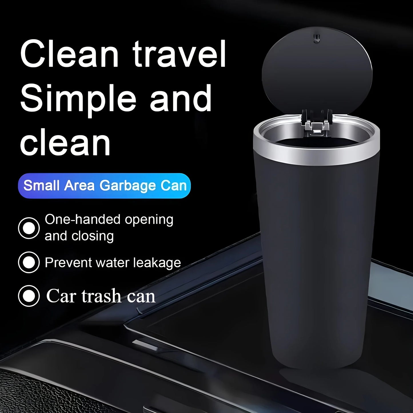 Mini Car Trash Can Cup Holder Trash Bin with Lid Leakproof Garbage Can Washable Cup Car Accessories