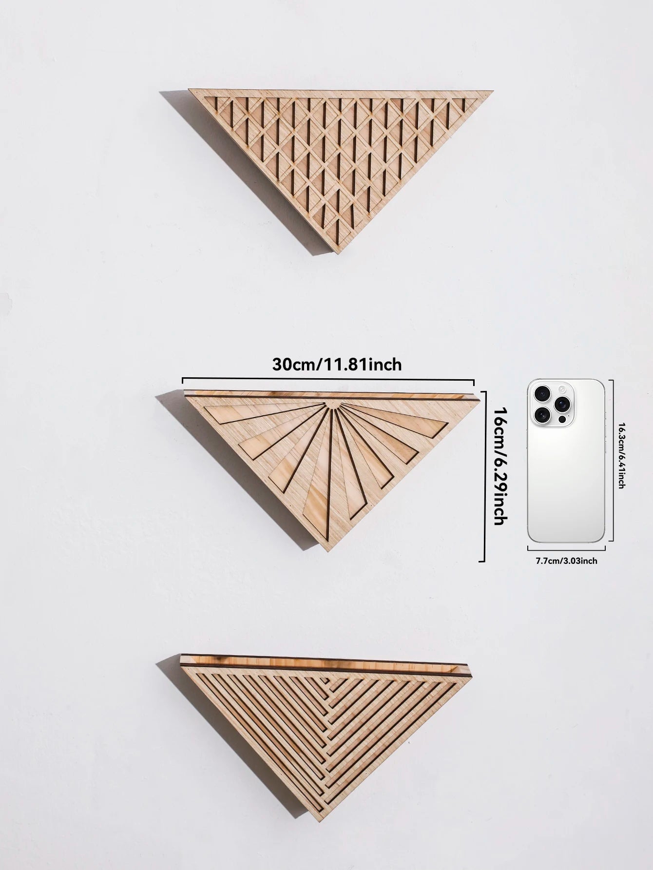 1pc Wooden Triangle Wall Planter Geometric Flower Pot for Succulent Herb Plants Storage Organizer Home Garden Balcony Wall Decor