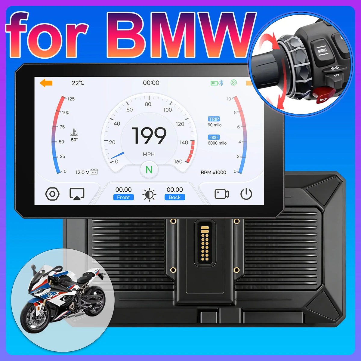 7Inch For BMW Motorrad Motorcycle Wireless CarPlay Android Auto Display Screen GPS Navigator Magic Wheel R1200GS R1250GS R1300GS