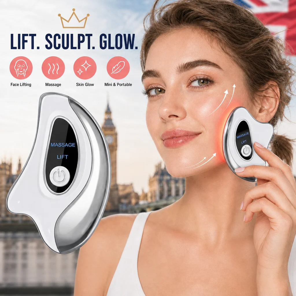 Electric Gua Sha Facial Tool with 45°C Heat & Vibration, 2 Modes Face Massager with LCD Screen, Heated Face Sculpting Tool for Skin Care