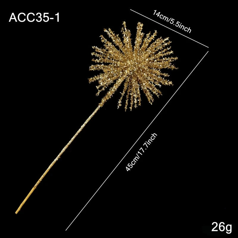 Plastic Christmas Artificial Flowers Glitter 50cm Xmas Decorative Flowers Simulated DIY Floral Arrangements