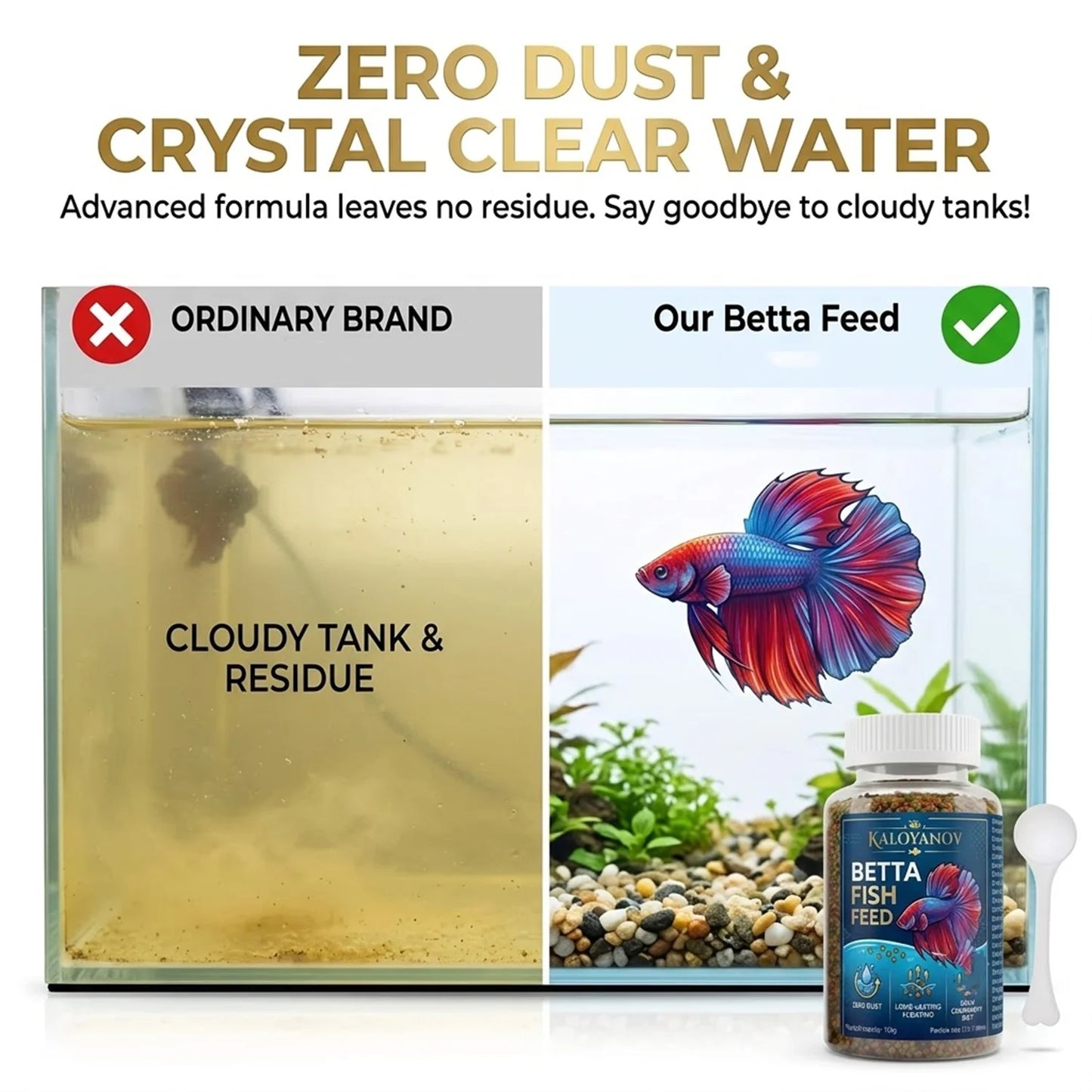 450g Premium Betta Fish Food Floating Micro Granules Nutrient-Rich Daily Diet with Scoop Zero Dust for All Small Tropical Fish