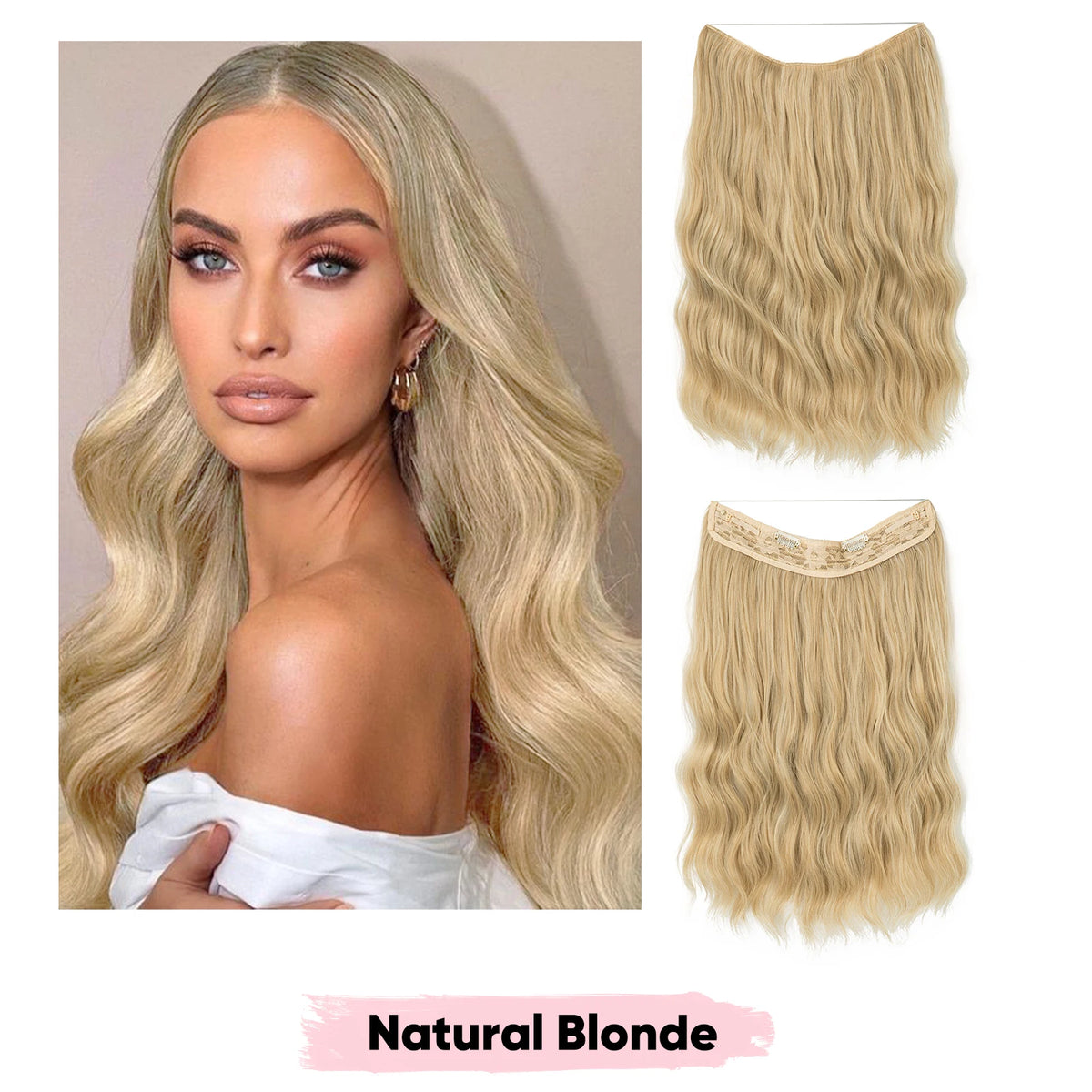 SARLA Synthetic Wave Invisible Wire Clip in Hair Extensions Fish Line With Clips Hairpiece Ombre Fake Hair Piece For Woman