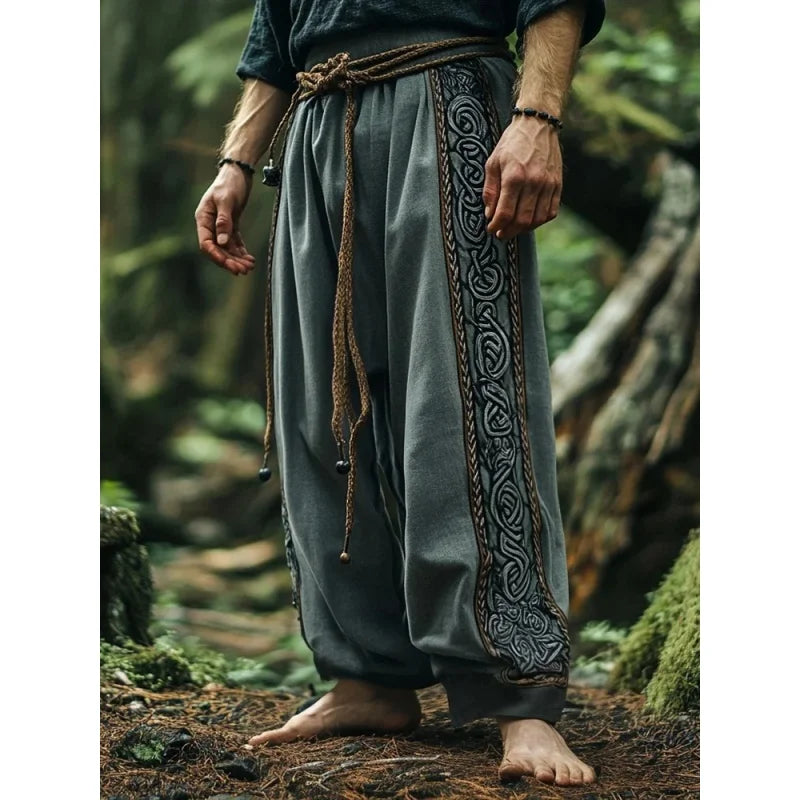 Men's Viking Retro Nordic Tree of Life and Raven 3D Printed Casual Straight-Leg Summer Beach Pants. S-5XL