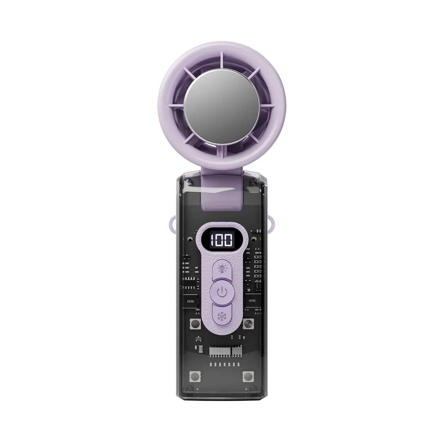 Transparent Ice Cooling Handheld Fan 100-Speed Turbo High-Velocity Wind USB Rechargeable Portable Mini Fan for Outdoor Travel ﻿