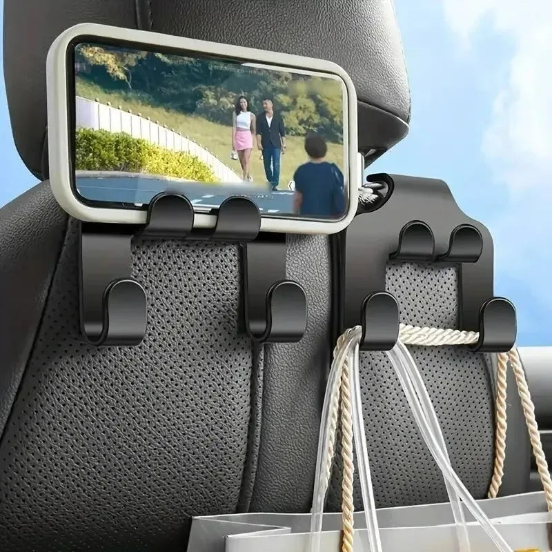 Multifunctional Car Seat Back Hook Double Head Phone Hanger Headrest Hanging Bag Storage Hanger Car Interior Accessories