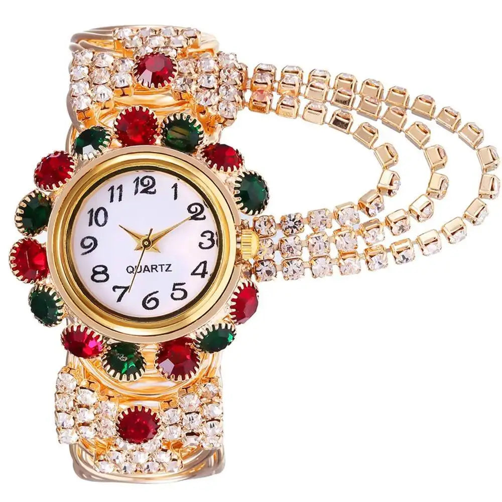 Luxury Rhinestone Women Quartz Watch Fashion Adjustable Bangle Ladies Wristwatch Reloj Mujer