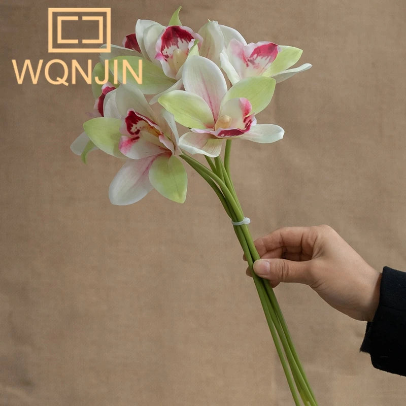 NEW 6pcs/lot Autumn Butterfly Orchid Vases for Home Decor Wedding Decorative Plants Christmas Gifts Artificial Flowers